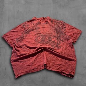 Y2K Oversized Red Malibu Cowboy Streetwear‎ Grunge 90s Tee